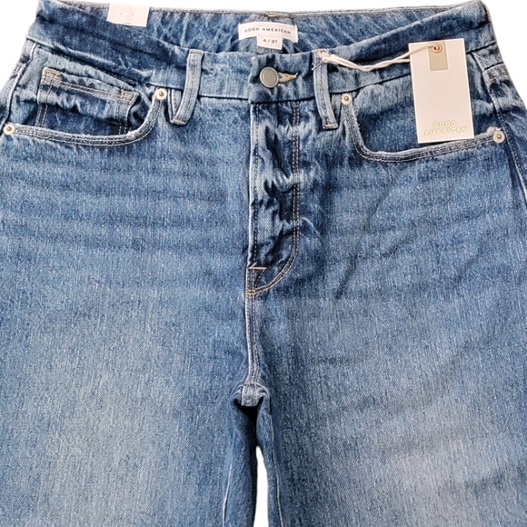 Good American Vintage Straight Leg Distressed Blue Jeans Womens Size 4/27 NWT - Picture 3 of 15